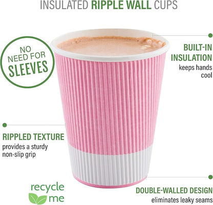 Restaurantware 8 Ounce Double Wall Disposable Coffee Cups, 500 Insulated Light - Image 4