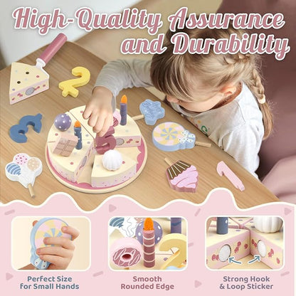 Wooden Birthday Party Cake Play Food Sets - Image 4