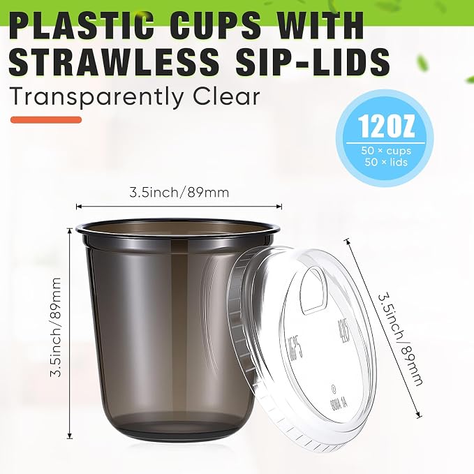 Ziliny 50 Sets Clear Plastic Coffee Cups - Image 3