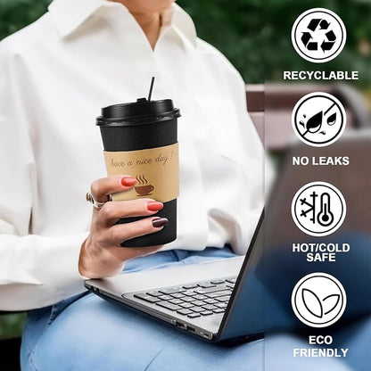 Clawsoff 100 Pack 12 oz Disposable Paper Coffee Cups - Image 5