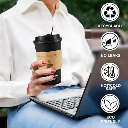 Clawsoff 100 Pack 16 oz Disposable Paper Coffee Cups - Image 4