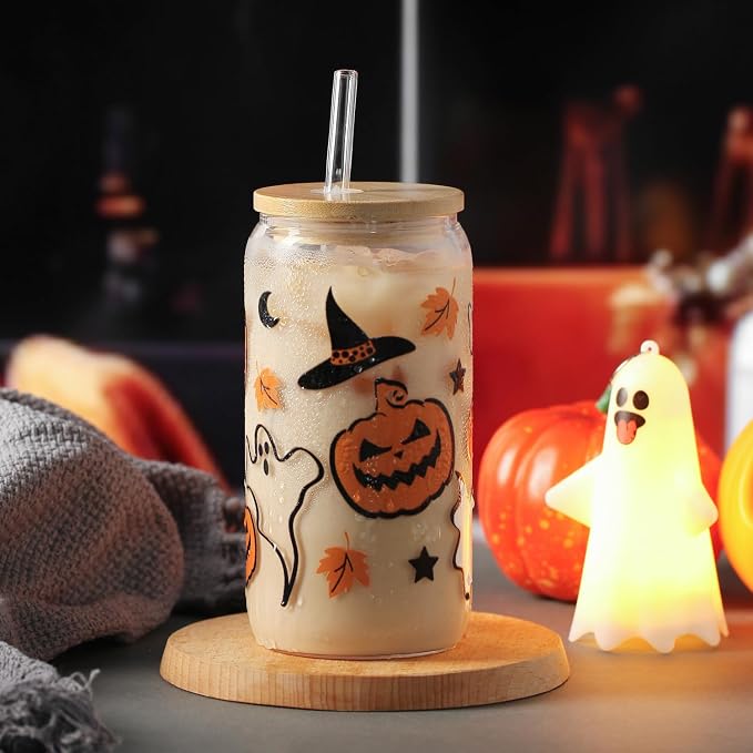 Halloween Pumpkin Ghost Glass Cup - Image 5