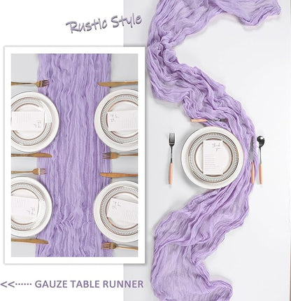 10 Pack 17 x 108 Inch Lilac Purple Table Runner Cheesecloth | Lavender Gauze - Image 6