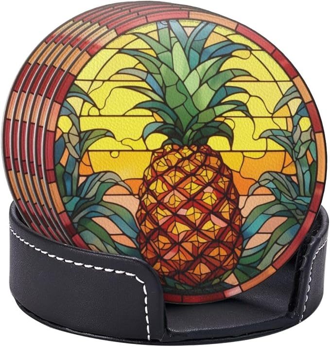 Pineapple Coasters for Drinks, Pineapple Decor Bar Drink Coasters for Coffee by petloverdoglovercommunity