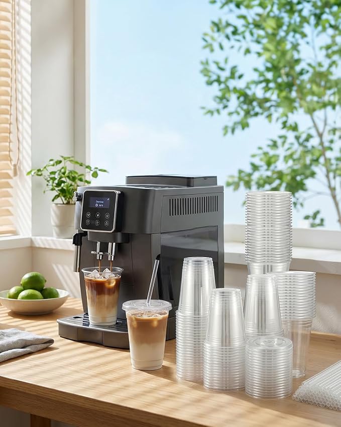 Plastic Cups with Lids and Straws：    Clear Disposable - Image 6