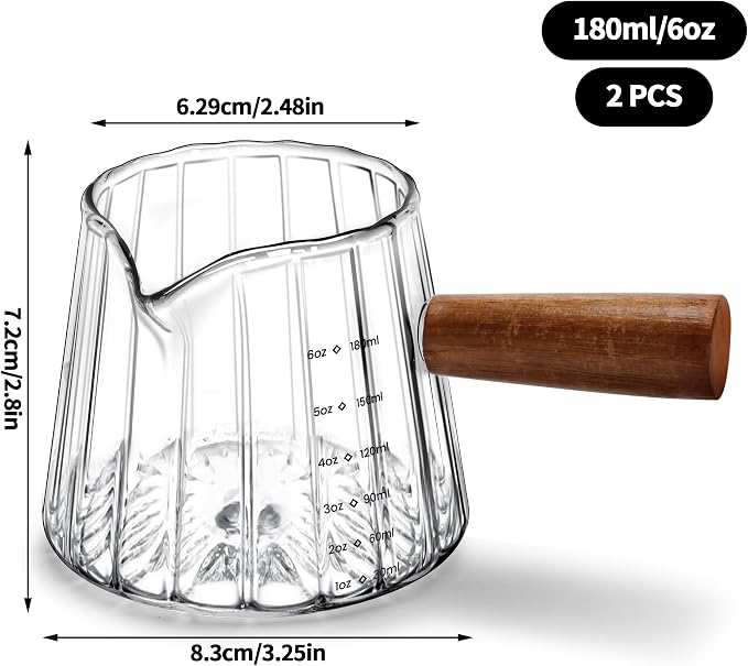 2 PCS Espresso Measuring Cup 6 Oz, Espresso Glass Cups - Image 2