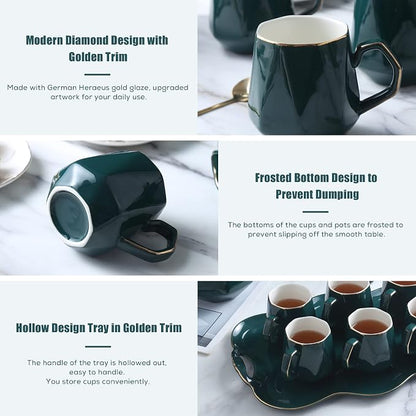 DUJUST 14 pcs Tea Set of 6 - Image 4