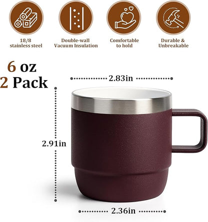 Zenbo 6 oz Espresso Mug with Handle, Ceramic-Lined 18/8 Stainless Steel | - Image 4