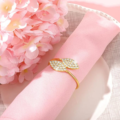 Hotop Gold Napkin Rings Gold Table Decoration, Leaves Napkin Rings, - Image 2