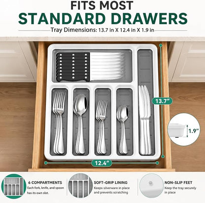 49-Piece Silverware Set with Organizer, Stainless Steel Flatware Utensils Set - Image 3