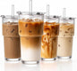 20oz Iced Coffee Cups with Lids, Ribbed Glass Cups with Lids and Straws | Thick by GOSCHE