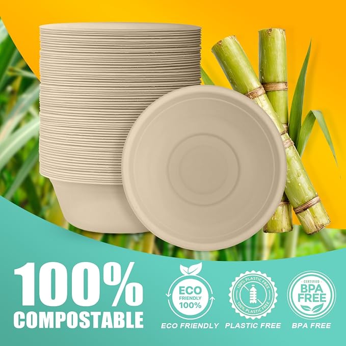 JINVOGREEN 200 Count 16 oz Paper Bowls, Disposable Compostable Bowls, Heavy - Image 9