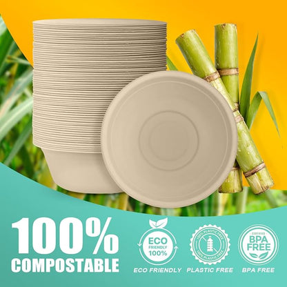 JINVOGREEN 200 Count 16 oz Paper Bowls, Disposable Compostable Bowls, Heavy - Image 9
