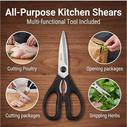 McCook Knife Set Kitchen Steel Knife Block Set w Built-in Sharpener | German - Image 7