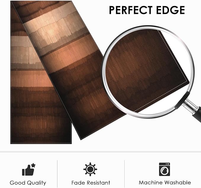 Emvency Table Runner, 13x72 Inch, Farmhouse Abstract Striped | Copper Texture - Image 3
