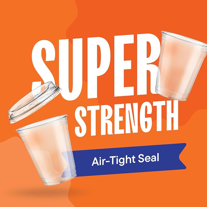 12 oz Clear Plastic Cups with Strawless Sip-Lids PET Crystal Clear Disposable - Image 4
