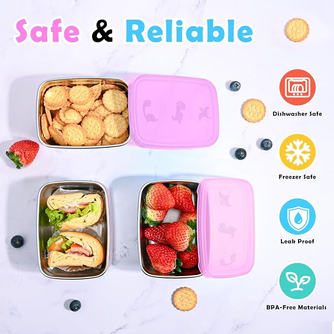 3-Pack Stainless Steel Snack Containers - Image 5