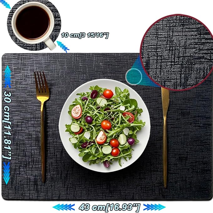 Elegant Placemats and Coasters Set 6, Vinyl Washable Place Mats - Image 5