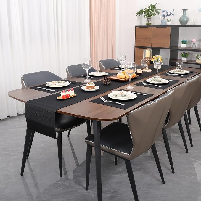 Myir JUN Black Table Runner Home Decor Dining Table Runners | Vinyl Table - Image 4