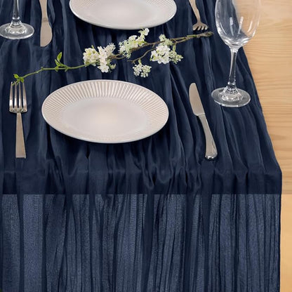 Navy Blue Cheesecloth Table Runner 10ft Boho Rustic Gauze Cheese Cloth | - Image 5