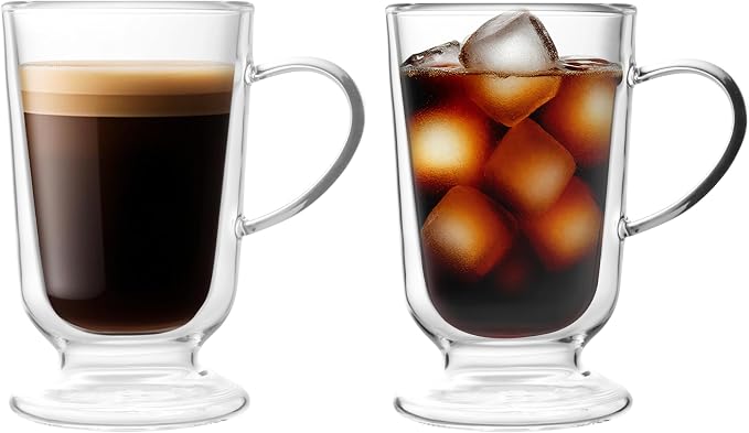 NIRA.Z 12.5 OZ Double Walled Glass Coffee Mugs by NIRAZ