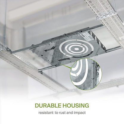 ASD New Construction Mounting Plate with Round Holes - 3/4/6 Inch Adjustable LED Recessed Lighting Housing with Extendable Hanger Bars, Shallow Wafer Light Bracket, Mounting Kit with Notches, 12 Pack