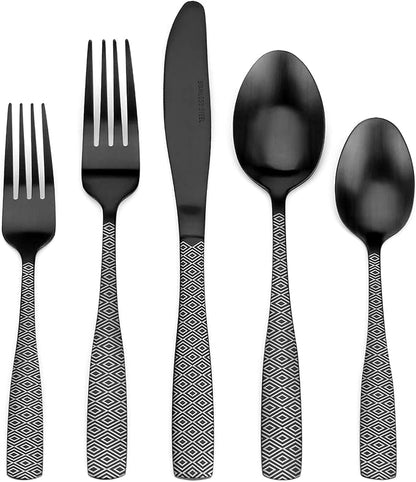 Matte Black Silverware Set, 20-Piece Stainless Steel Flatware Cutlery Set by OCEExquisitesilverware