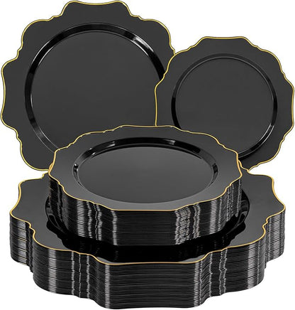 50PCS Black and Gold Plates by WDF