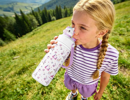 POWCAN Kids Water Bottle for School: 2-in-1 Straw Spout Lid - Image 7