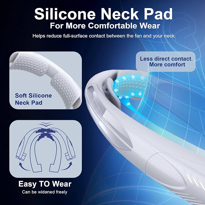 Portable Neck Fan with Reading Light, 6-Speed Wearable Fan, 6000mAh USB-C - Image 4