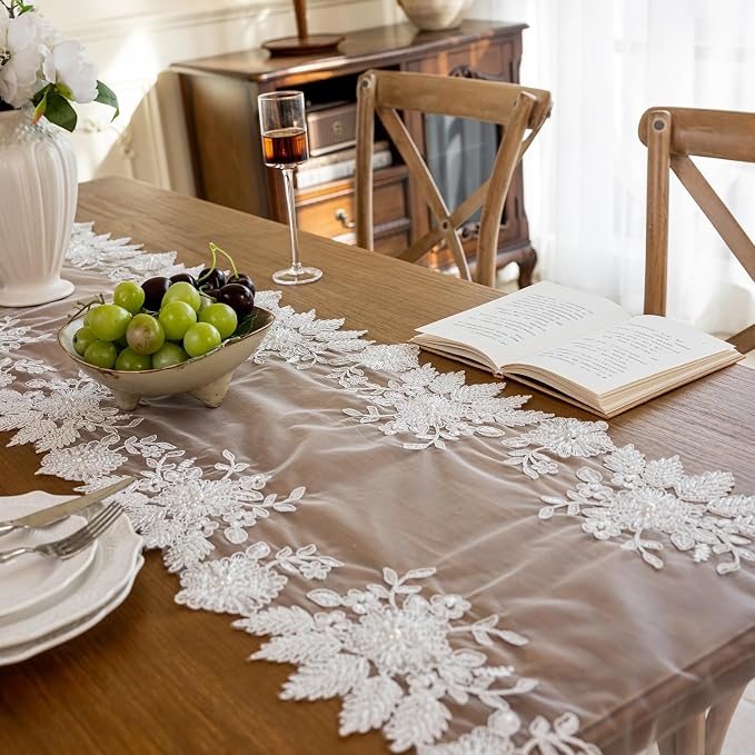 Embroidered Lace Table Runner - Image 6