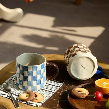 Retro Checkered Ceramic Coffee Mug 16Oz - Image 3