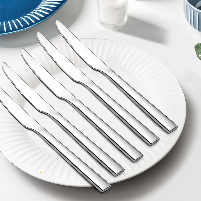 E-far Dinner Knives Set of 12, 8.9 Inch Stainless Steel Serrated Steak Butter - Image 3