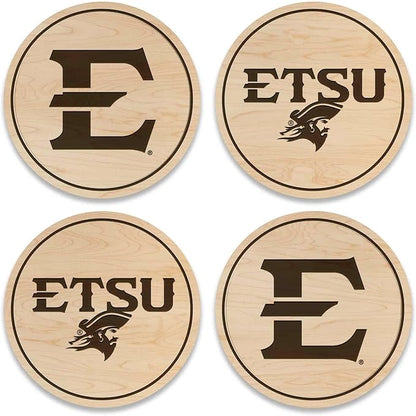 LazerEdge East Tennessee State Buccaneers Wooden Coaster Set - Maple Wood - Officially Licensed Product - 4-Pack