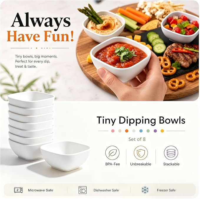 5 OZ Sauce Bowls, Wheat Straw Bowls Set of 8, Dishwasher Safe Dip Cups - Image 6