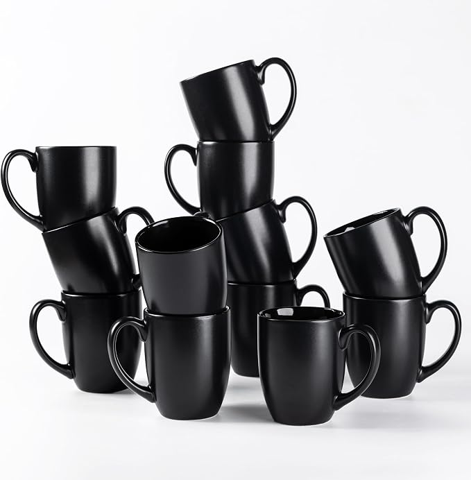 AmorArc 12 OZ Coffee Mugs, Matte Black Coffee Cups by AmorArc