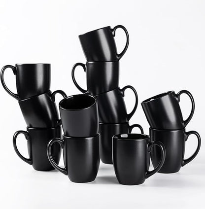 AmorArc 12 OZ Coffee Mugs, Matte Black Coffee Cups by AmorArc