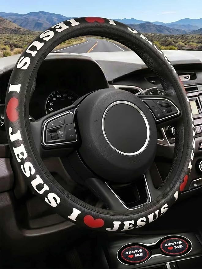 Christian I Love Jesus Car Steering Wheel Cover by Unknown