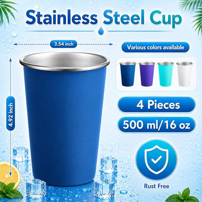 Mimorou 4 Pack Stainless Steel Pint Cups Metal Cups Unbreakable Drinking Water - Image 2