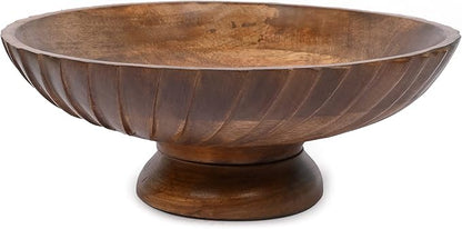 EDHAS Mango Wood Decorative Wooden Bowl Hand Carved Home Decor by EDHAS