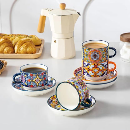 vancasso 8 Oz Espresso Cup Set of 4, Bohemian Ceramic - Image 8