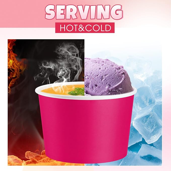 Jingmore Paper Ice Cream Cups 9oz Colored Disposable Dessert Bowls - Image 3