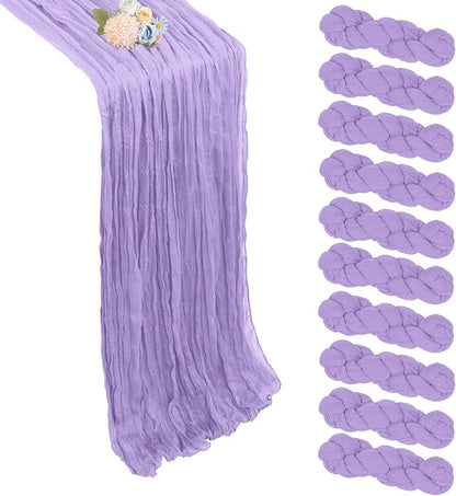 12 Pack Lilac Purple Cheesecloth Table Runner 17 x 108 Inch | Boho Gauze Cheese by Pepmily