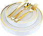 125-Piece White and Gold Fancy Plastic Plates Disposable by StockYourHome