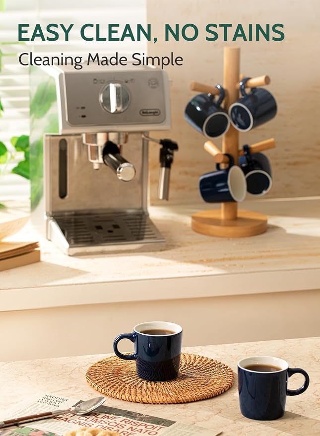 Sweese 3.5oz Porcelain Espresso Cups Set of 4, Mini Coffee Mugs Demitasse Cups - Image 5