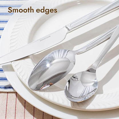 KINGSTONE Silverware Set, 30-Piece Flatware Cutlery Set Premium Stainless Steel, Service for 6, for Kitchen, Home, Wedding, Party, Mirror Polished and Dishwasher Safe