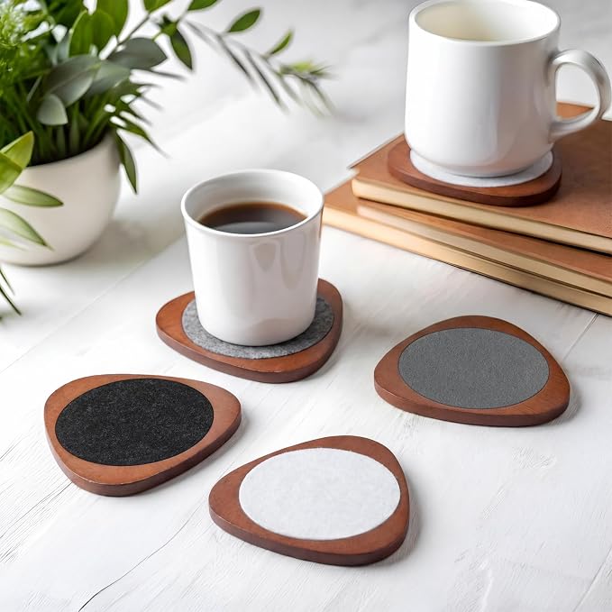 6 Pcs Mid Century Modern Coasters Wood Absorbent Coaster - Image 7