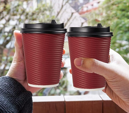 LITOPAK Coffee Cups 12 oz, 80 Pack Insulated Ripple Wall Hot Paper Cups | Three - Image 6