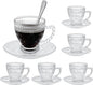 Glass Teacups and Saucers Set of 6, Vintage Coffee Mugs by GURUDAR