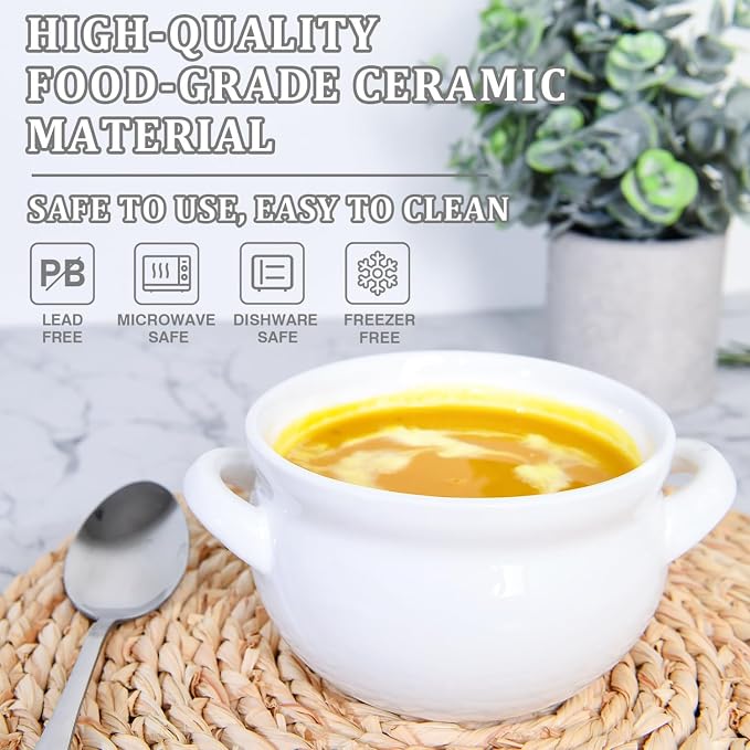 Vumdua Soup Bowls with Handles, 16 Oz Ceramic French Onion Soup Bowls - Image 4